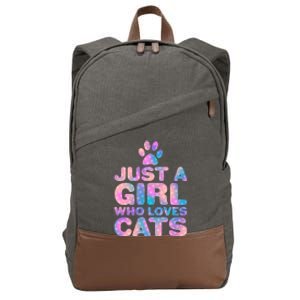 Funny Cute Just A Girl Who Loves Cats Cotton Canvas Backpack