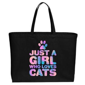 Funny Cute Just A Girl Who Loves Cats Cotton Canvas Jumbo Tote