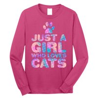 Funny Cute Just A Girl Who Loves Cats Long Sleeve Shirt