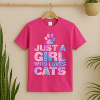 Funny Cute Just A Girl Who Loves Cats T-Shirt