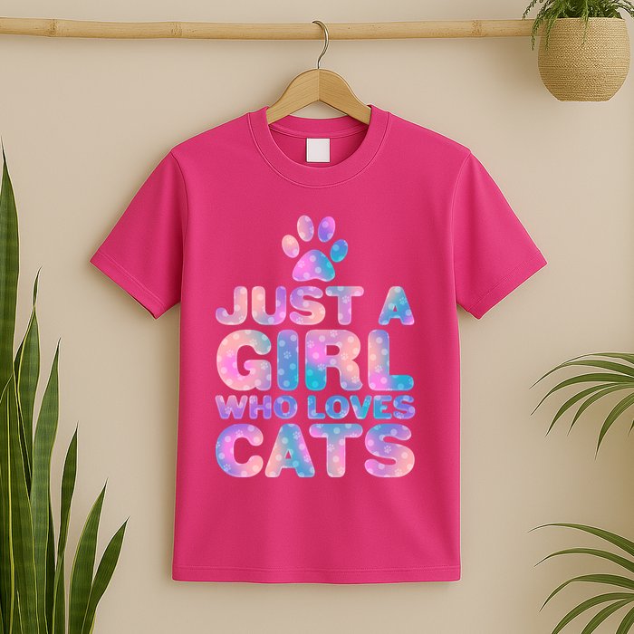 Funny Cute Just A Girl Who Loves Cats T-Shirt