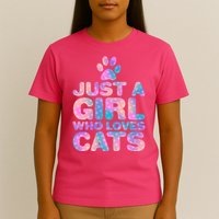 Funny Cute Just A Girl Who Loves Cats T-Shirt