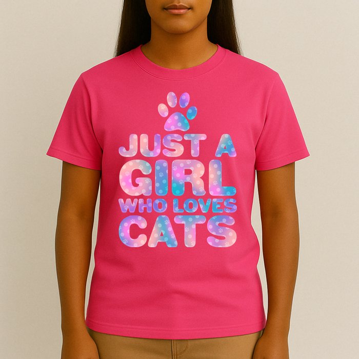 Funny Cute Just A Girl Who Loves Cats T-Shirt