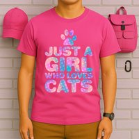 Funny Cute Just A Girl Who Loves Cats T-Shirt