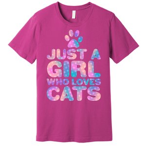 Funny Cute Just A Girl Who Loves Cats Premium T-Shirt