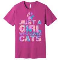 Funny Cute Just A Girl Who Loves Cats Premium T-Shirt