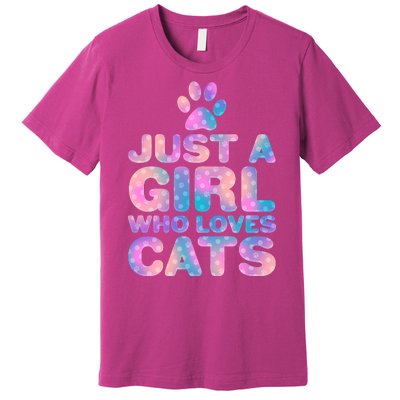 Funny Cute Just A Girl Who Loves Cats Premium T-Shirt