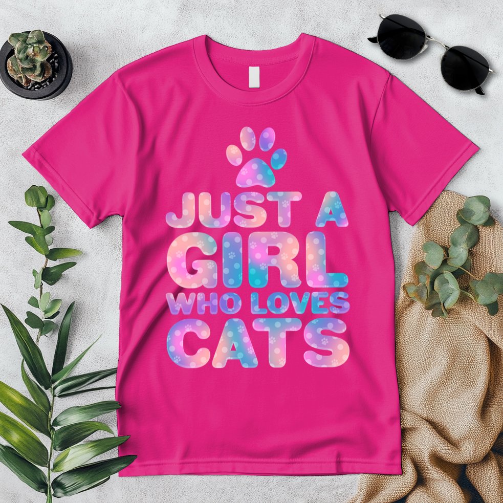 Funny Cute Just A Girl Who Loves Cats Premium T-Shirt