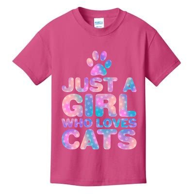 Funny Cute Just A Girl Who Loves Cats Kids T-Shirt