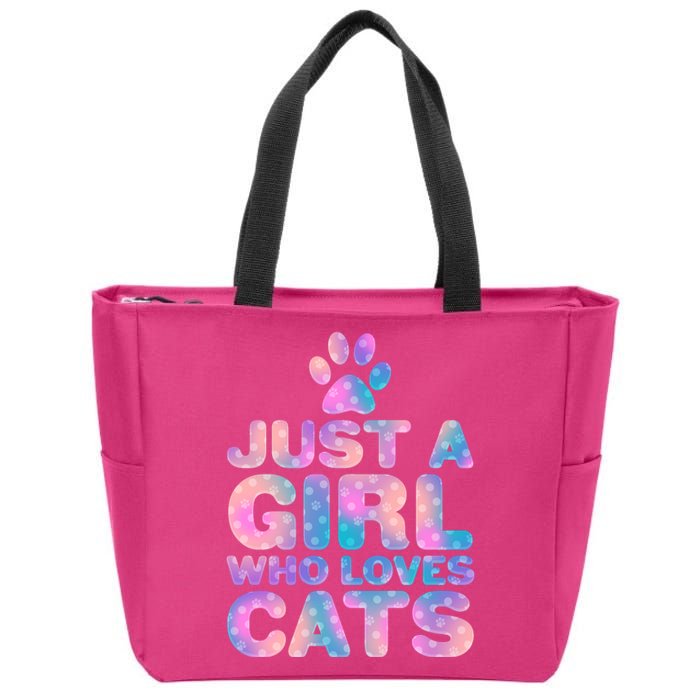 Funny Cute Just A Girl Who Loves Cats Zip Tote Bag