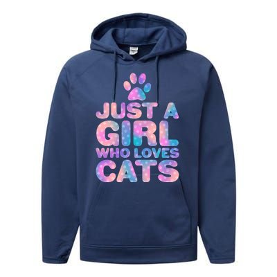 Funny Cute Just A Girl Who Loves Cats Performance Fleece Hoodie