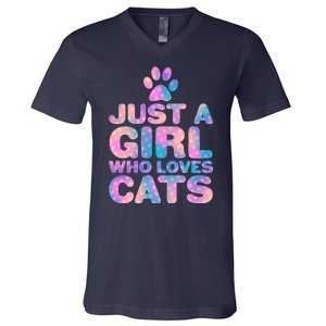 Funny Cute Just A Girl Who Loves Cats V-Neck T-Shirt