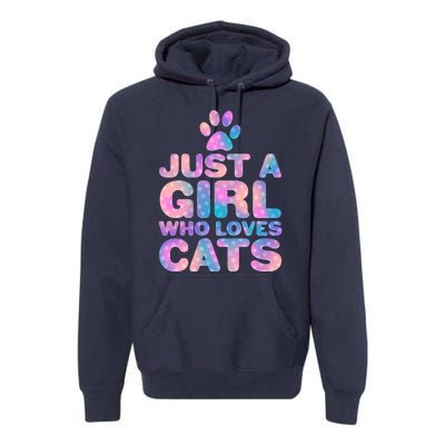 Funny Cute Just A Girl Who Loves Cats Premium Hoodie