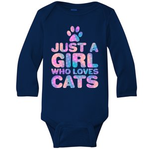 Funny Cute Just A Girl Who Loves Cats Baby Long Sleeve Bodysuit