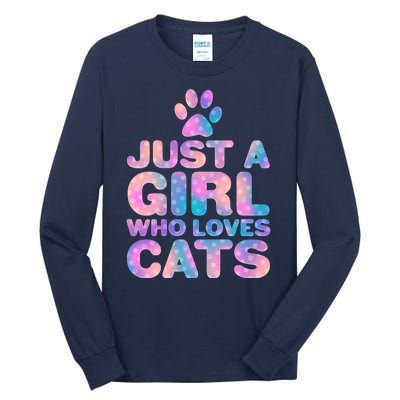 Funny Cute Just A Girl Who Loves Cats Tall Long Sleeve T-Shirt