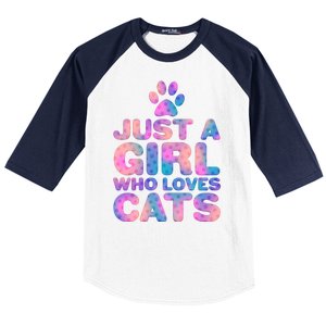 Funny Cute Just A Girl Who Loves Cats Baseball Sleeve Shirt