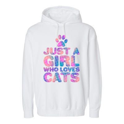 Funny Cute Just A Girl Who Loves Cats Garment-Dyed Fleece Hoodie