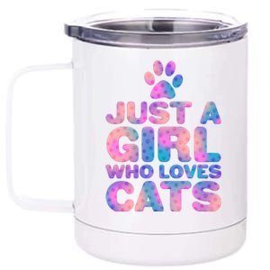 Funny Cute Just A Girl Who Loves Cats 12 oz Stainless Steel Tumbler Cup