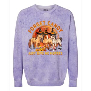 Forget Candy Just Give Me Horses Halloween Colorblast Crewneck Sweatshirt