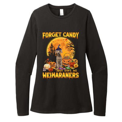 Forget Candy Just Give Me Weimaraners Pumpkin Halloween Gift Womens CVC Long Sleeve Shirt