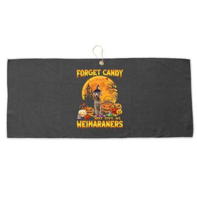 Forget Candy Just Give Me Weimaraners Pumpkin Halloween Gift Large Microfiber Waffle Golf Towel