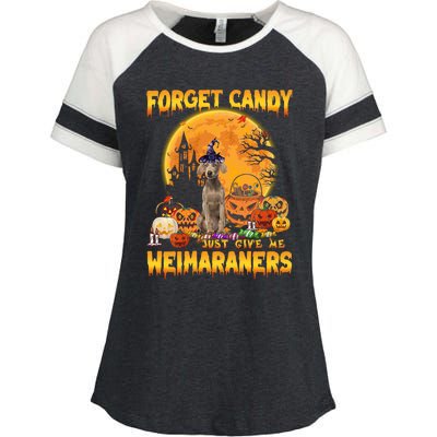 Forget Candy Just Give Me Weimaraners Pumpkin Halloween Gift Enza Ladies Jersey Colorblock Tee