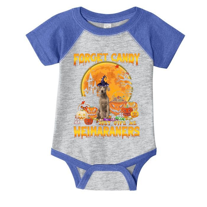 Forget Candy Just Give Me Weimaraners Pumpkin Halloween Gift Infant Baby Jersey Bodysuit