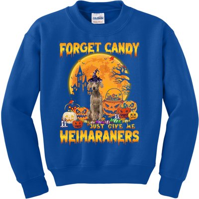 Forget Candy Just Give Me Weimaraners Pumpkin Halloween Gift Kids Sweatshirt