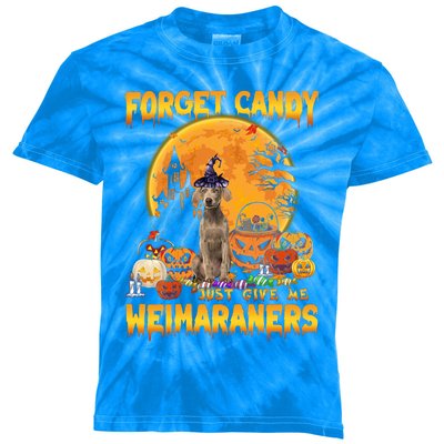 Forget Candy Just Give Me Weimaraners Pumpkin Halloween Gift Kids Tie-Dye T-Shirt