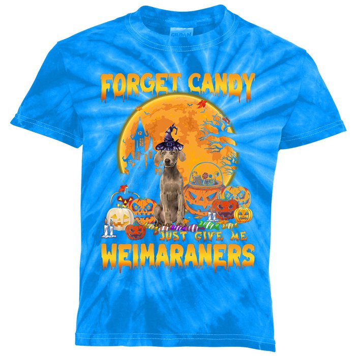 Forget Candy Just Give Me Weimaraners Pumpkin Halloween Gift Kids Tie-Dye T-Shirt