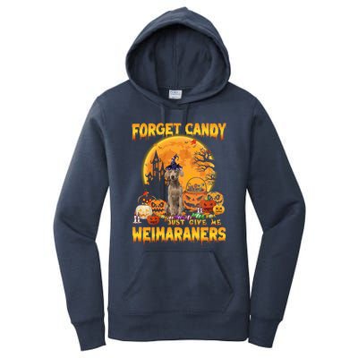 Forget Candy Just Give Me Weimaraners Pumpkin Halloween Gift Women's Pullover Hoodie