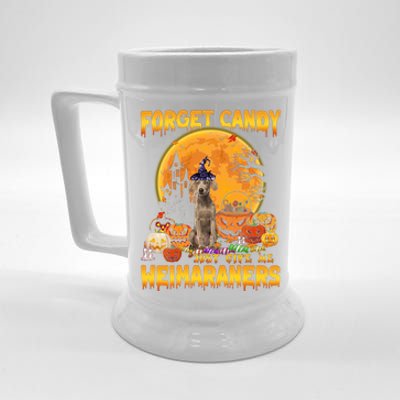 Forget Candy Just Give Me Weimaraners Pumpkin Halloween Gift Beer Stein