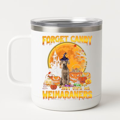 Forget Candy Just Give Me Weimaraners Pumpkin Halloween Gift 12 oz Stainless Steel Tumbler Cup