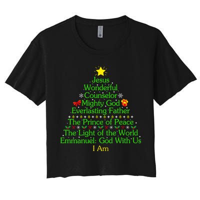 Funny Christmas Jesus Wonderful Counselor Mighty God Women's Crop Top Tee