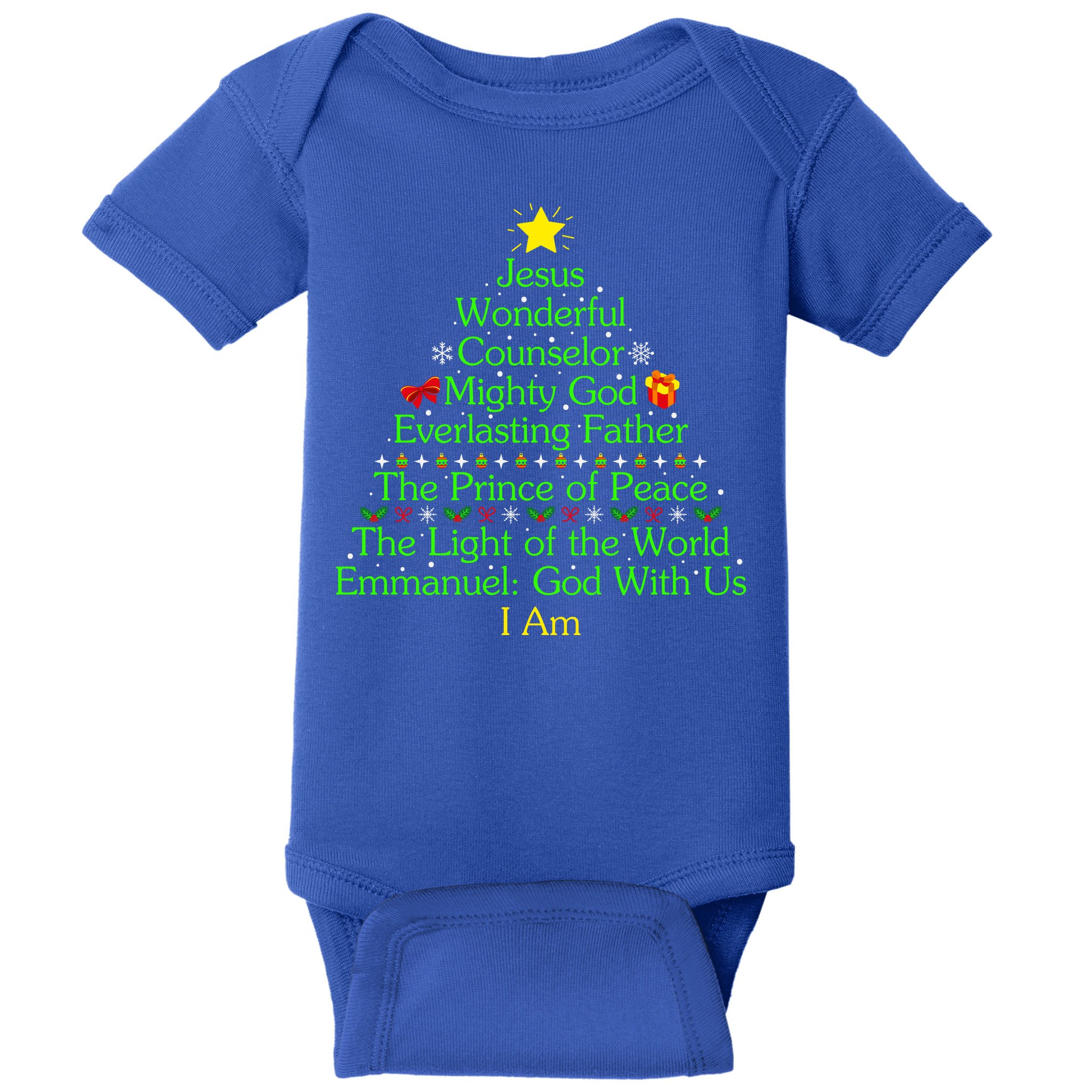 Funny Christmas Jesus Wonderful Counselor Mighty God Baby Bodysuit