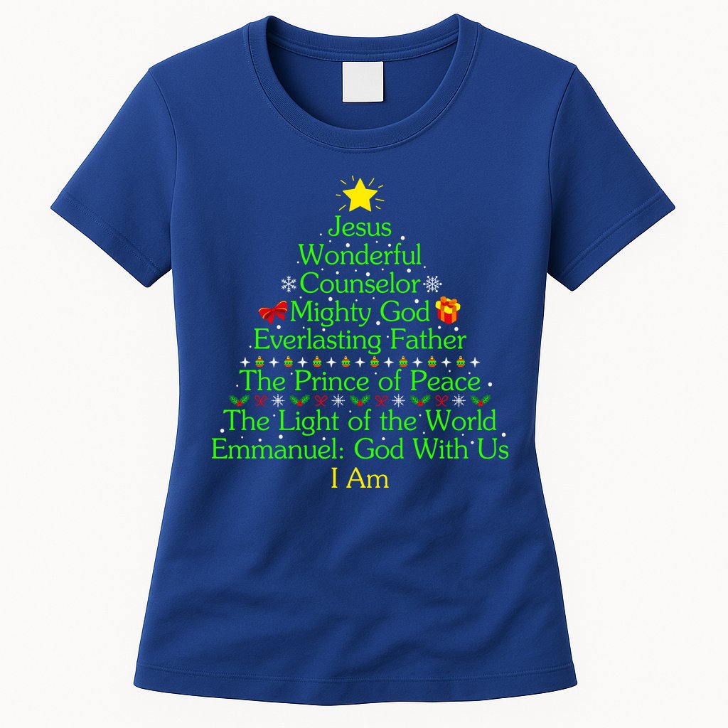 Funny Christmas Jesus Wonderful Counselor Mighty God Womens T-Shirt