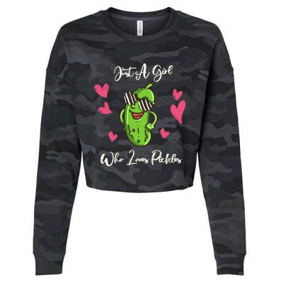 Fun Cute Just A Who Loves Pickles Gift Cropped Pullover Crew