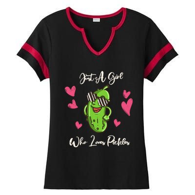 Fun Cute Just A Who Loves Pickles Gift Ladies Halftime Notch Neck Tee