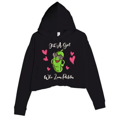 Fun Cute Just A Who Loves Pickles Gift Crop Fleece Hoodie