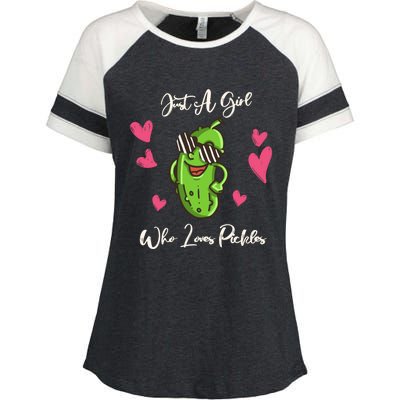 Fun Cute Just A Who Loves Pickles Gift Enza Ladies Jersey Colorblock Tee