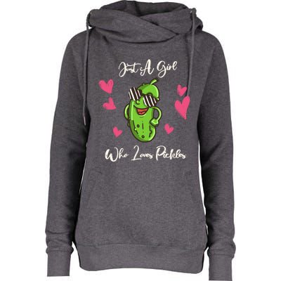 Fun Cute Just A Who Loves Pickles Gift Womens Funnel Neck Pullover Hood