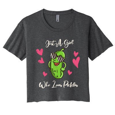 Fun Cute Just A Who Loves Pickles Gift Women's Crop Top Tee