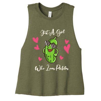 Fun Cute Just A Who Loves Pickles Gift Women's Racerback Cropped Tank