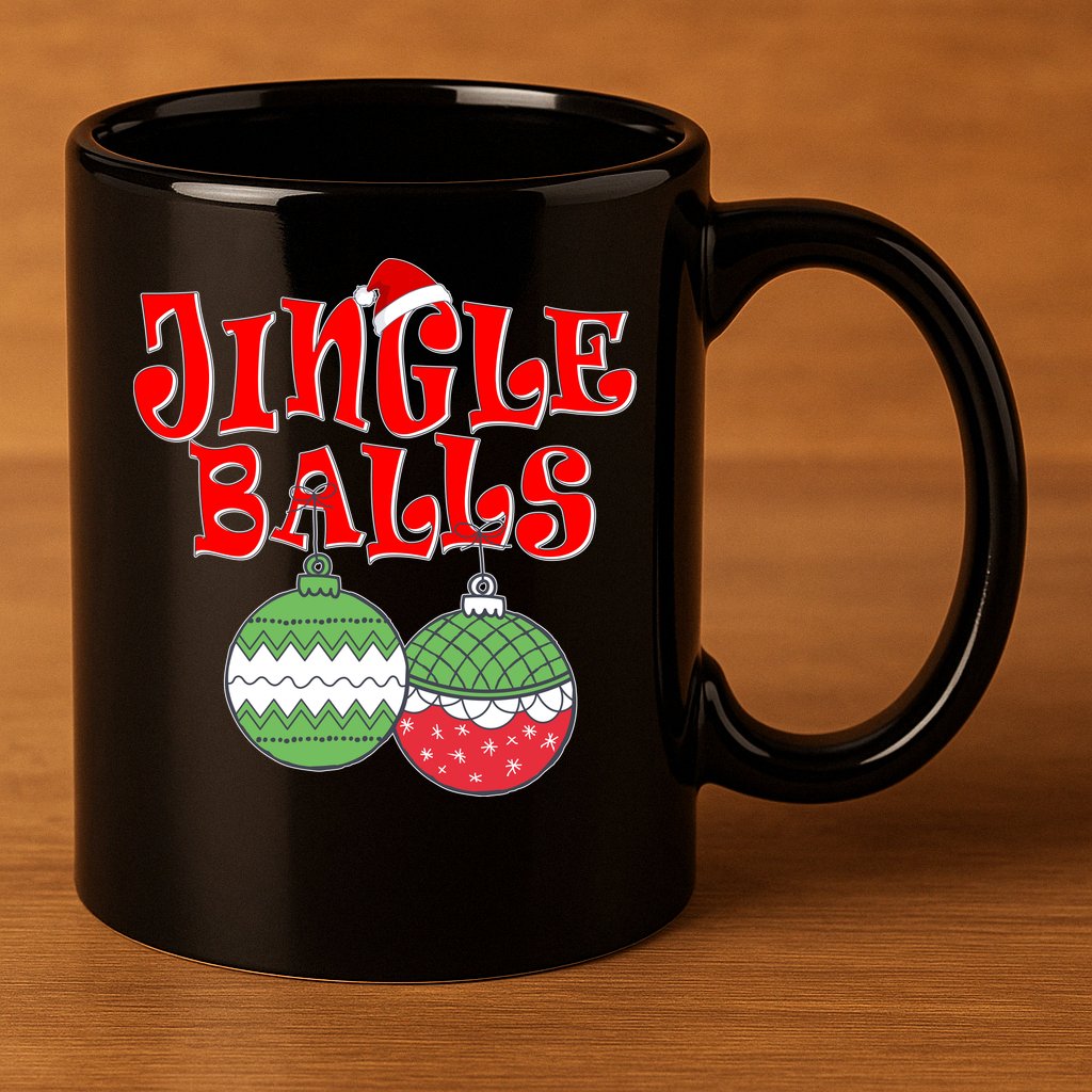Funny Christmas Jingle Balls Matching Couples Shirts 11oz C Handle Ceramic Mug