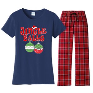 Funny Christmas Jingle Balls Matching Couples Shirts Women's Flannel Pajama Set