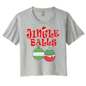 Funny Christmas Jingle Balls Matching Couples Shirts Women's Crop Top Tee