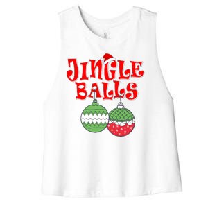 Funny Christmas Jingle Balls Matching Couples Shirts Women's Racerback Cropped Tank