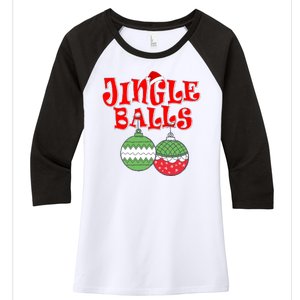 Funny Christmas Jingle Balls Matching Couples Shirts Women's Tri-Blend 3/4-Sleeve Raglan Shirt