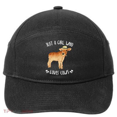 Fun Cute Just A Girl Who Loves Cows 7-Panel Snapback Hat