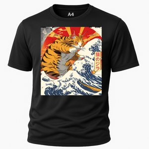 Funny Catzilla Japanese Art Anime Manga Cat Aesthetic Sunset Cooling Performance Crew T-Shirt